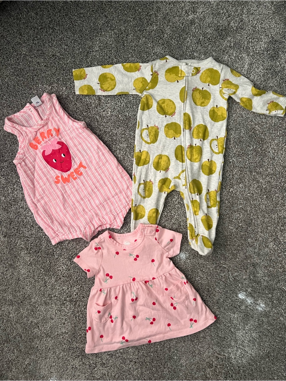 Set of 3 Fruit Themed Baby One Pieces